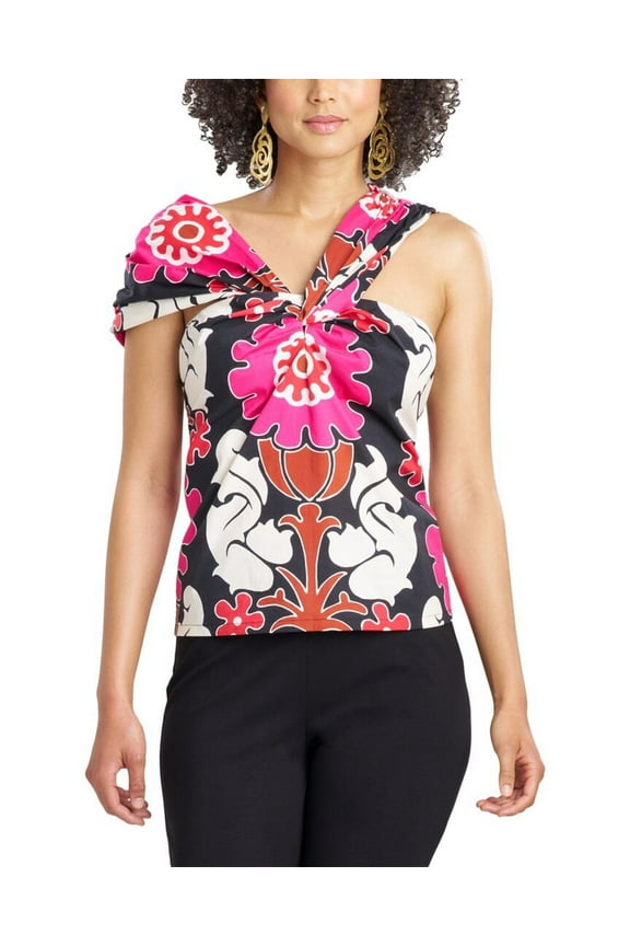 womens Talitha Poplin Asymmetrical Halter Top, XS