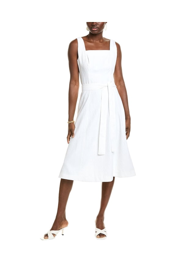 womens Textured Jacquard Maxi Dress, 10, White
