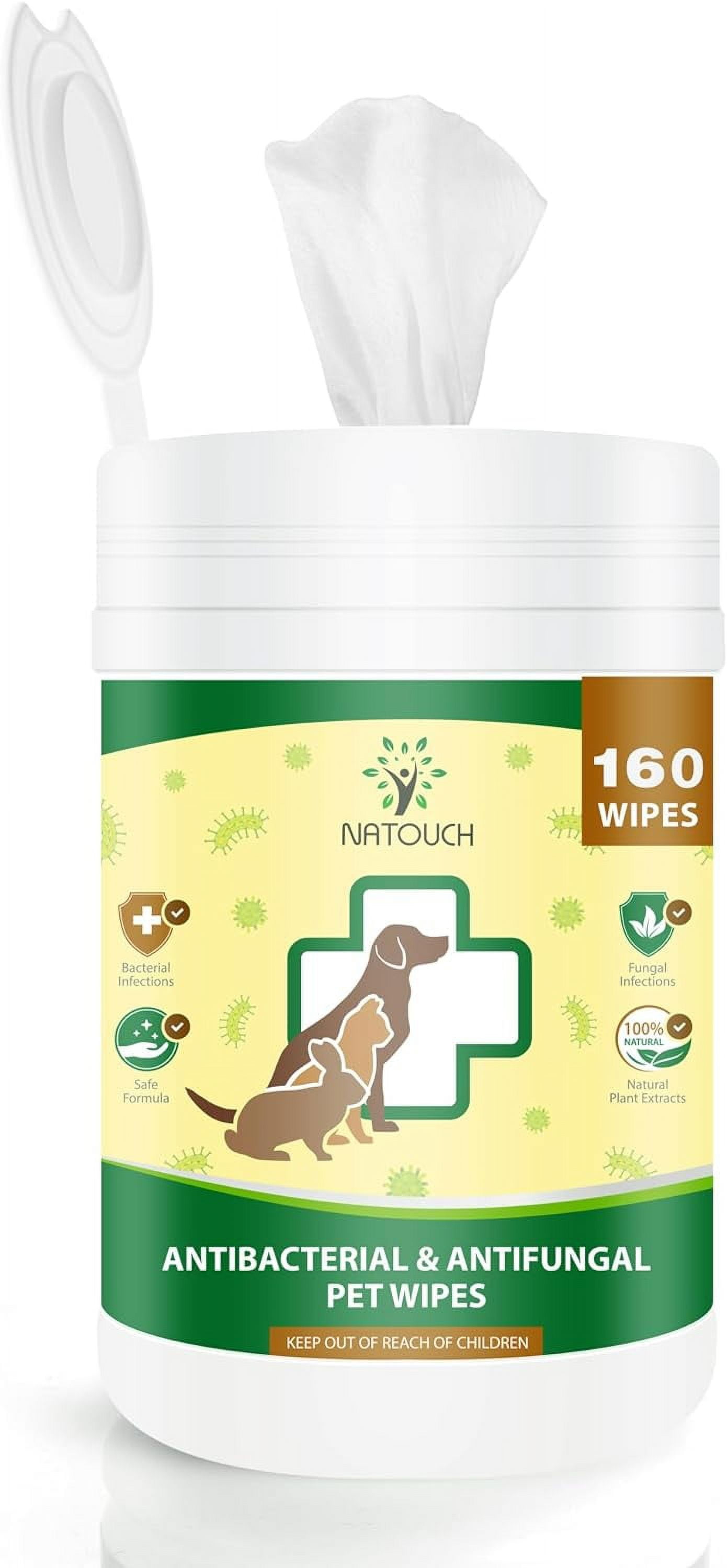 Natouch Antifungal and Antibacterial Wipes for Dogs & Cats, Dog Yeast