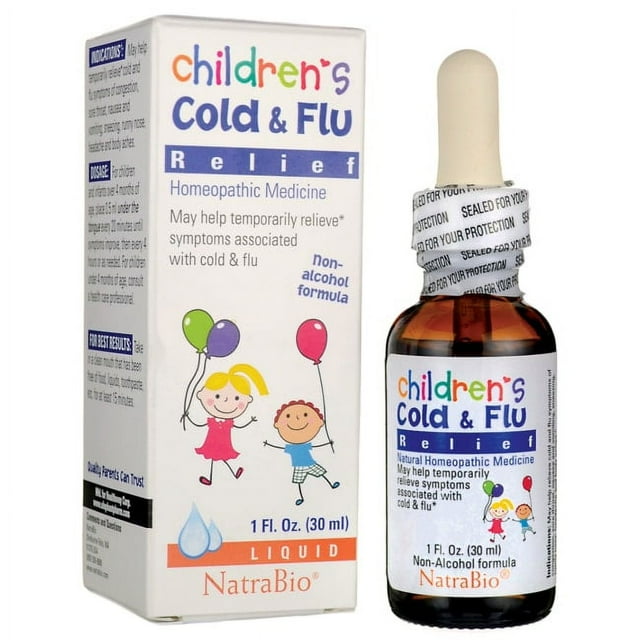 NatraBio Childrens Cold & Flu Relief Homeopathic Medicine Kids and