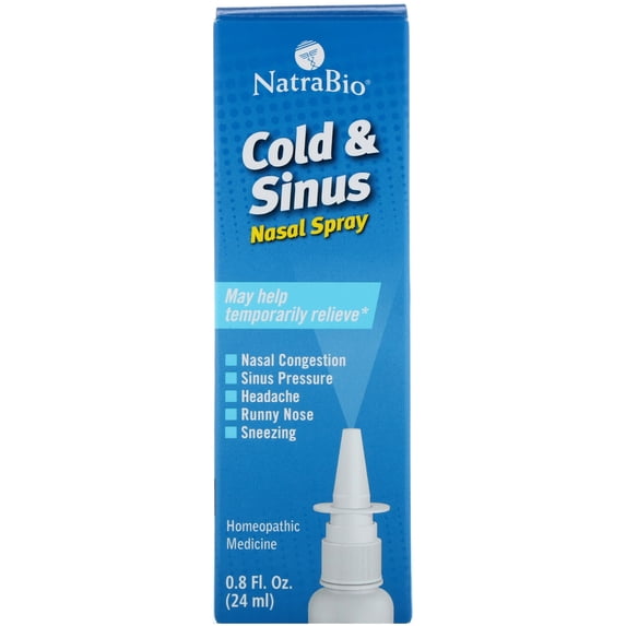 NatraBio Cold & Sinus Nasal Spray | Homeopathic for Temporary Relief of Cold & Sinus Symptoms, Congestion, Pressure, Headache & Runny Nose | 0.8oz