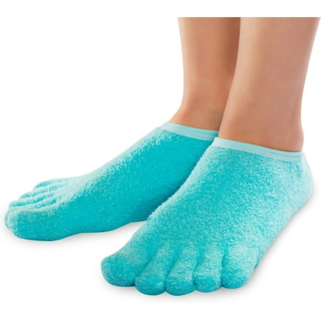 NatraCure 5-Toe Gel Moisturizing Socks - Small - Overnight Dry Foot, Cracked Heel, Callus & Cuticle Treatment - Spa Foot Care Socks