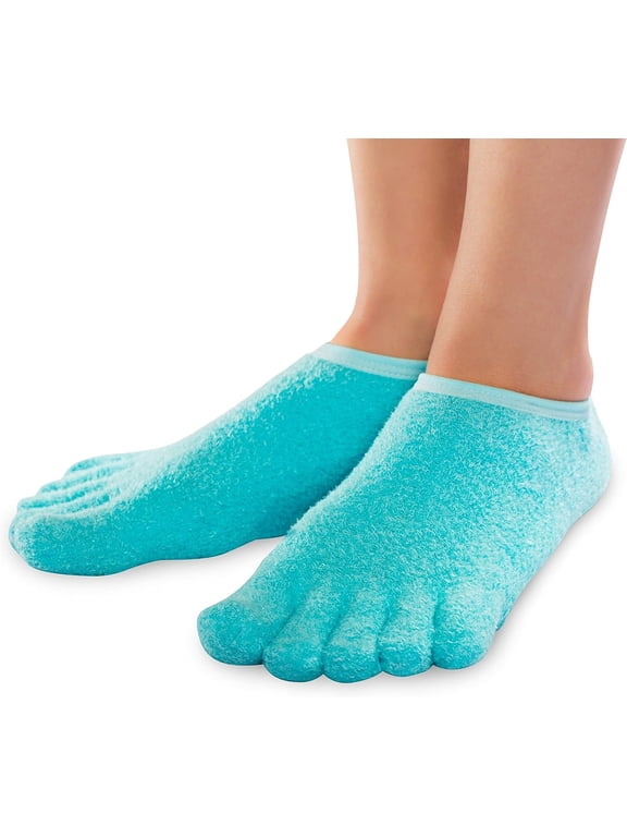 5-Toe Gel Moisturizing Socks - Small - Overnight Dry Foot, Cracked Heel, Callus & Cuticle Treatment - Spa Foot Care Socks