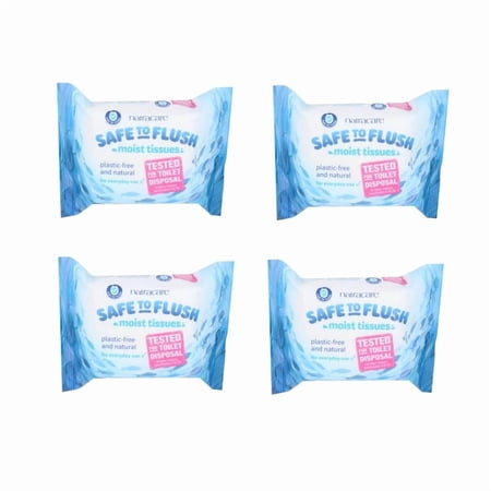 Natracare Safe to Flush, Moist Tissues, 30 Tissues - Pack Of 4
