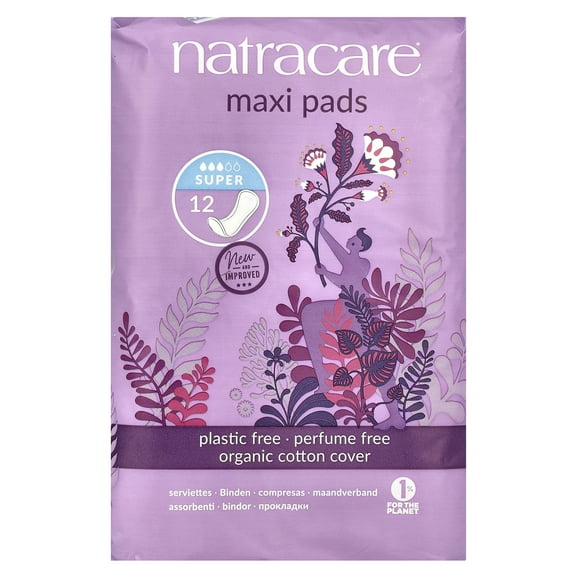 Natracare Natural Organic Maxi Pads, Super, 12 Ct