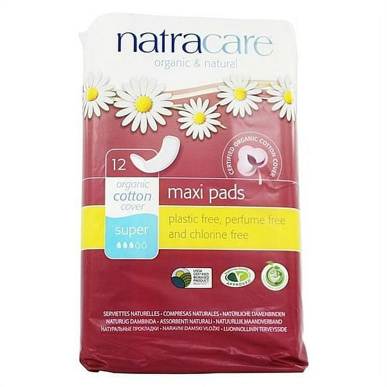 Natracare Natural Organic Maxi Pads, Super, 12 Ct