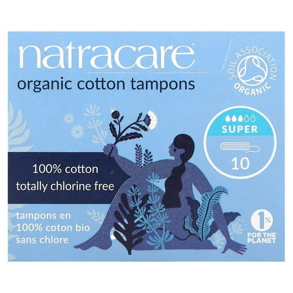 Natracare Certified Organic 100% Cotton Super Tampons 10 Tampon