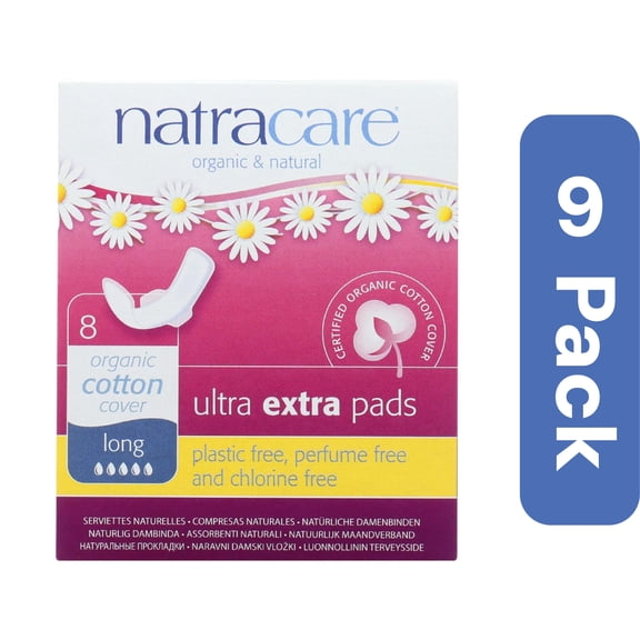 Natracare Ultra Extra Long Pads 8 Count (Pack Of 9)