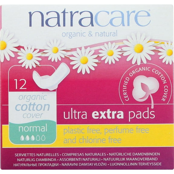 Natracare Ultra Extra Pads w/wings - Normal -  12 Count