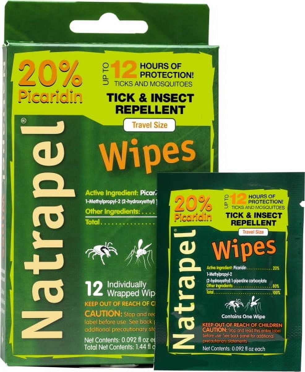 Natrapel Tick & Insect Repellent 12-Hour Wipes, 12 Count