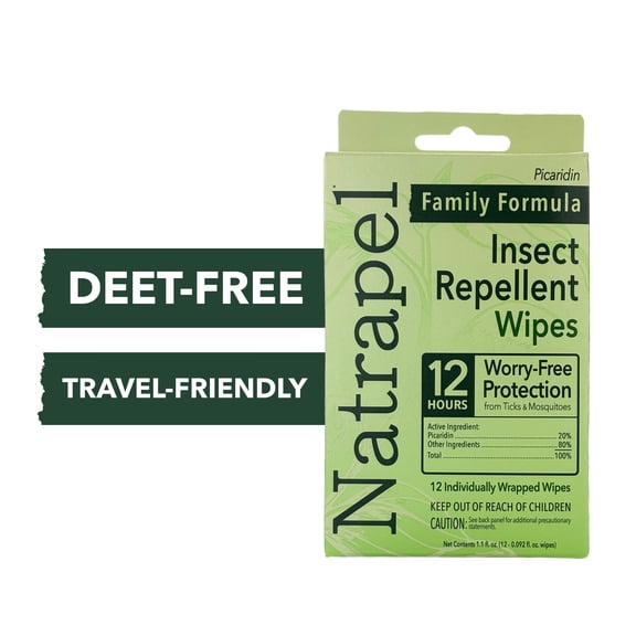 Natrapel Tick & Insect Repellent 12-Hour Wipes, 12 Count