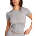 thumbnail image 1 of Delimira Natrelax Short Sleeve Sleep Tee for Women Modal Ribbed Sleepwear Summer Basic Slim Fit, 1 of 6