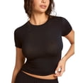 thumbnail image 1 of Delimira Natrelax Short Sleeve Sleep Tee for Women Modal Ribbed Sleepwear Summer Basic Slim Fit, 1 of 5