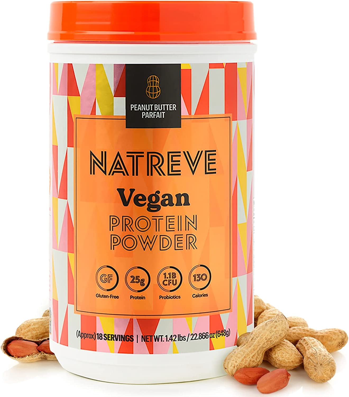 Natreve Vegan Protein Powder Peanut Butter Parfait 23.8 oz Pack of 2
