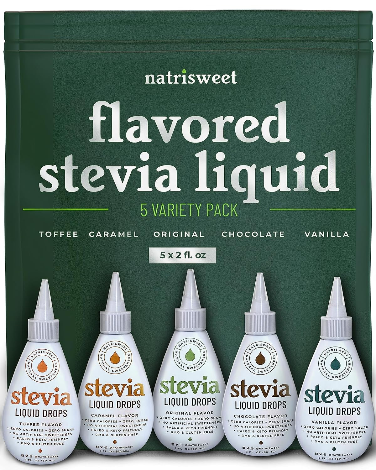 NatriSweet Flavored Liquid Stevia Drops, 5 Natural Flavors, 2 fl oz