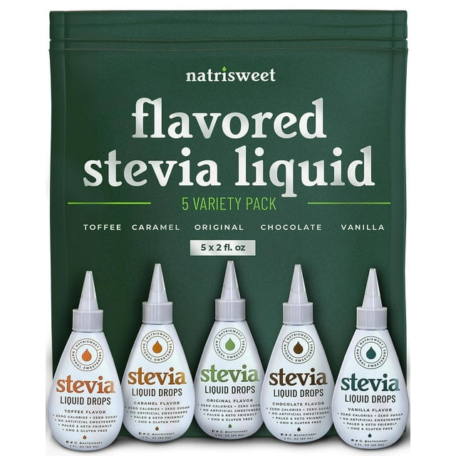NatriSweet Flavored Liquid Stevia Drops, 5 Natural Flavors, 2 fl oz, 2305 Drops