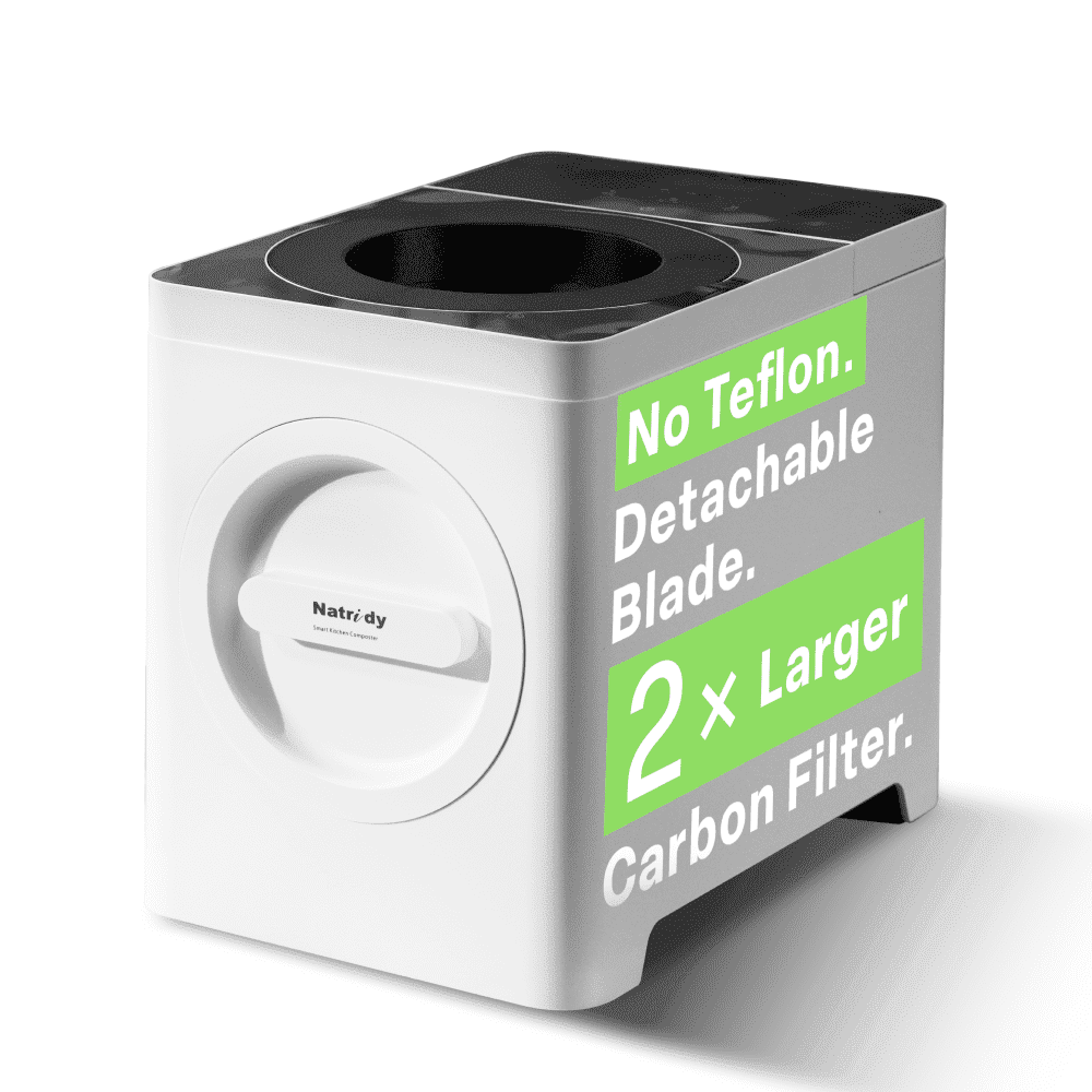 Natridy Electric Kitchen Composter,Indoor Food Waste Compost Bin for Kitchen Countertop Odor-Free, 40dB Quiet, Industry-First Detachable Blade, Self-Cleaning, Japanese Design (100oz White