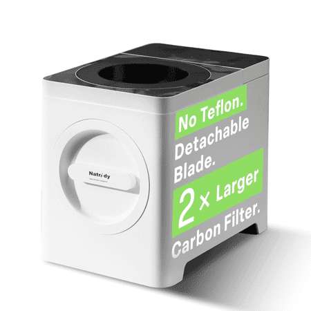 Natridy Electric Kitchen Composter,Indoor Food Waste Compost Bin for Kitchen Countertop Odor-Free, 40dB Quiet, Industry-First Detachable Blade, Self-Cleaning, Japanese Design (100oz White