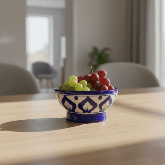 Natriel Artistic Blue Pottery 4" Round Bowl Decorative and Functional for Everyday Use