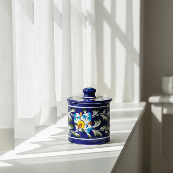 Natriel Traditional Blue Pottery Vase – Unique Earthenware Accent for Any Room