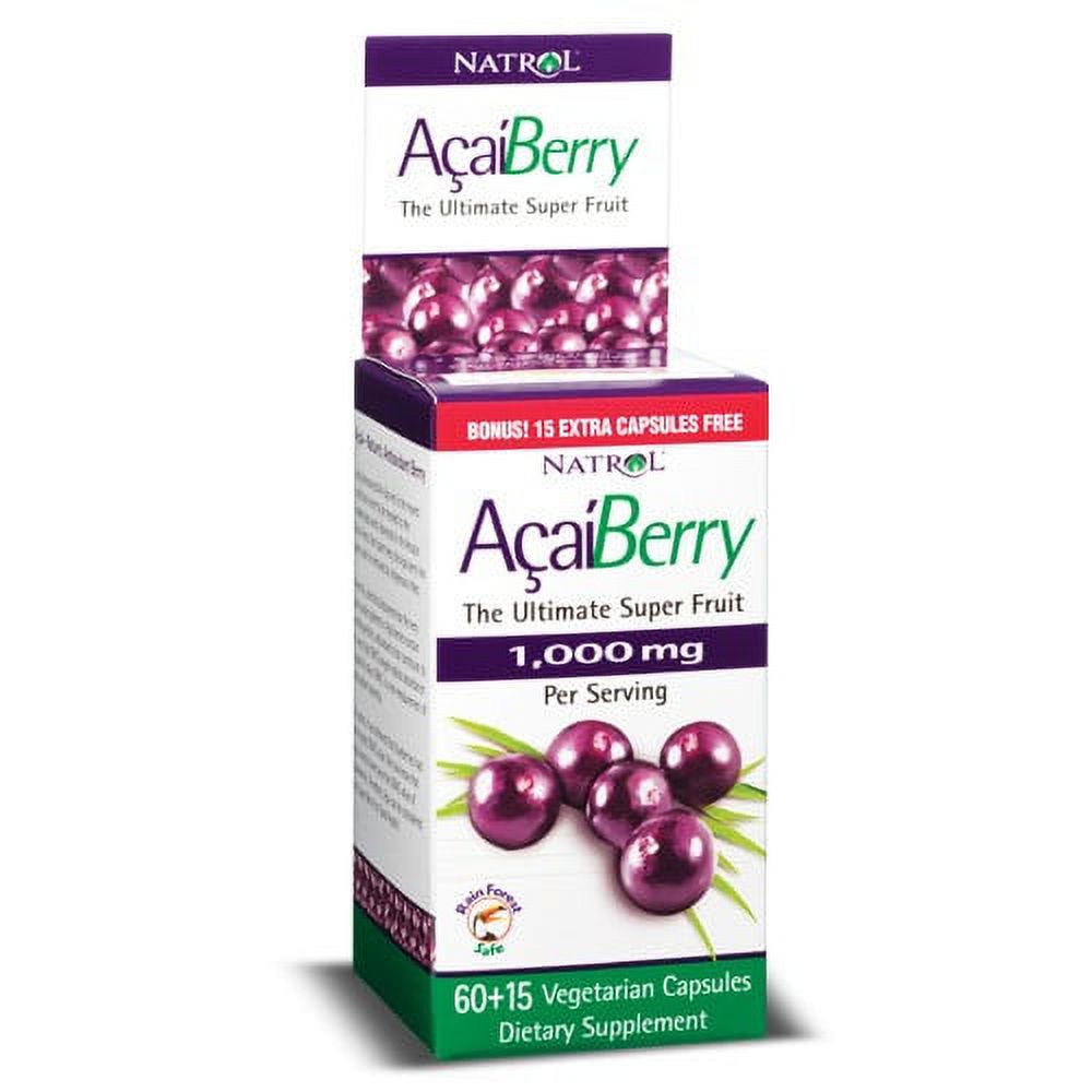 Natrol Acai Berry 1,000 mg 75 Veg Caps - image 1 of 2