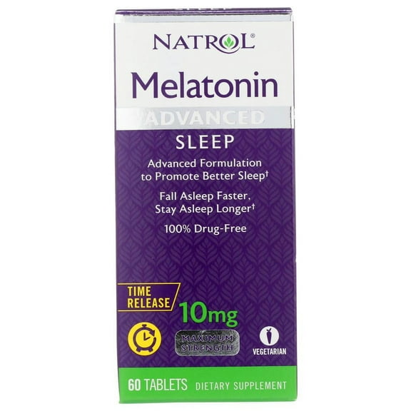 Natrol Advanced Sleep 10 mg Maximum Strength Melatonin Tablets, 60 Tb (Pack of 3)