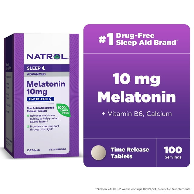 Natrol® Advanced Sleep Melatonin 10mg, Dietary Supplement for Restful Sleep, Time Release Melatonin Tablets, 100 Time-Release Tablets, 100 Day Supply