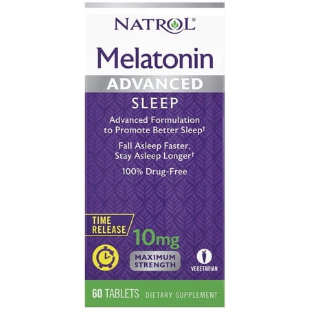 Natrol Advanced Sleep Melatonin Tablets, Maximum Strength 10 mg 60 ea (Pack of 4)