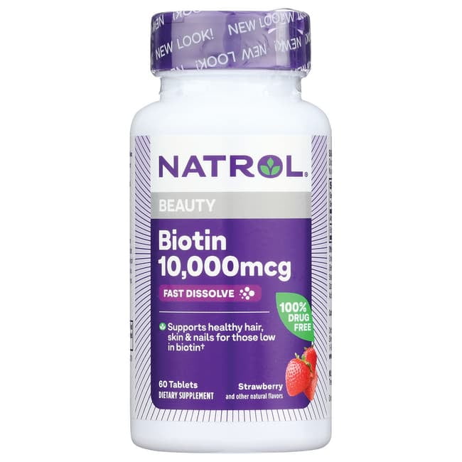 Natrol Biotin 10,000 mcg Fast Dissolve Tablets, Strawberry 60 ea
