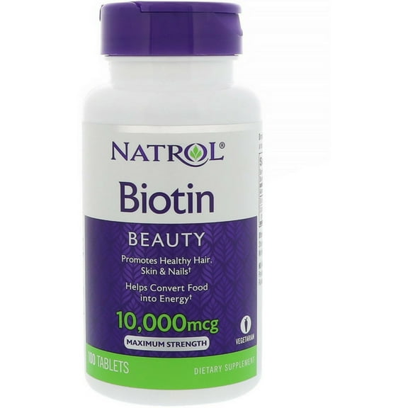 Natrol Biotin Beauty Maximum Strength, 10,000 mcg Tablets 100 ea (Pack of 4)