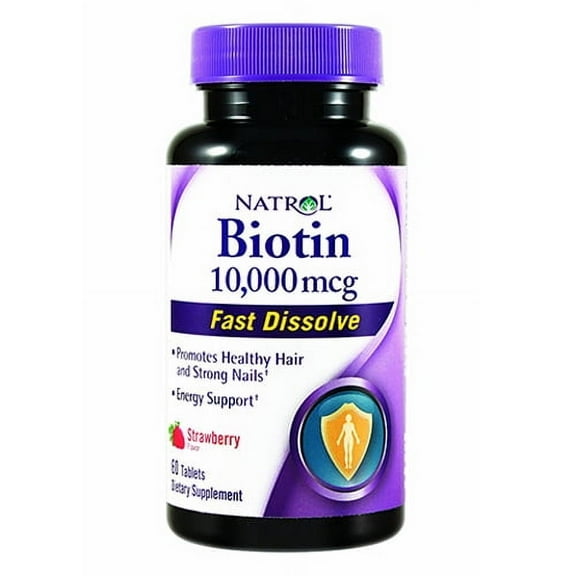 Natrol Biotin Fast Dissolve 10,000 Mcg Tablets, Strawberry Flavor, 60 Ea