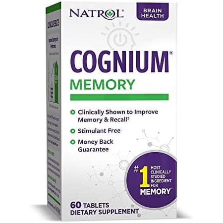 Natrol Cognium Memory Tablets, Brain Health Support Supplement, Keeps Memory Strong, Clinically Shown to Improve Memory and Recall in Healthy Adults, Safe and Stimulant Free, 100mg, 60 Tablets