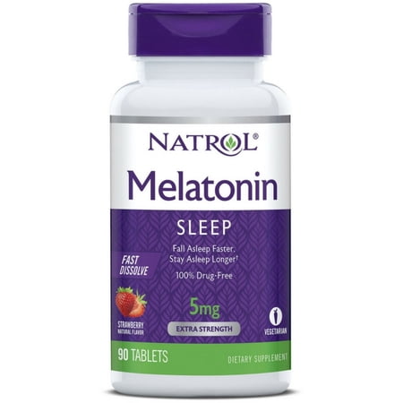 Natrol Fast Dissolve Melatonin 5 mg Tablets, Strawberry 90 Each - (Pack of 4)
