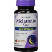 Natrol Fast Dissolve Melatonin Tablets, Strawberry, 5Mg, 90 Ct, 2-Pack