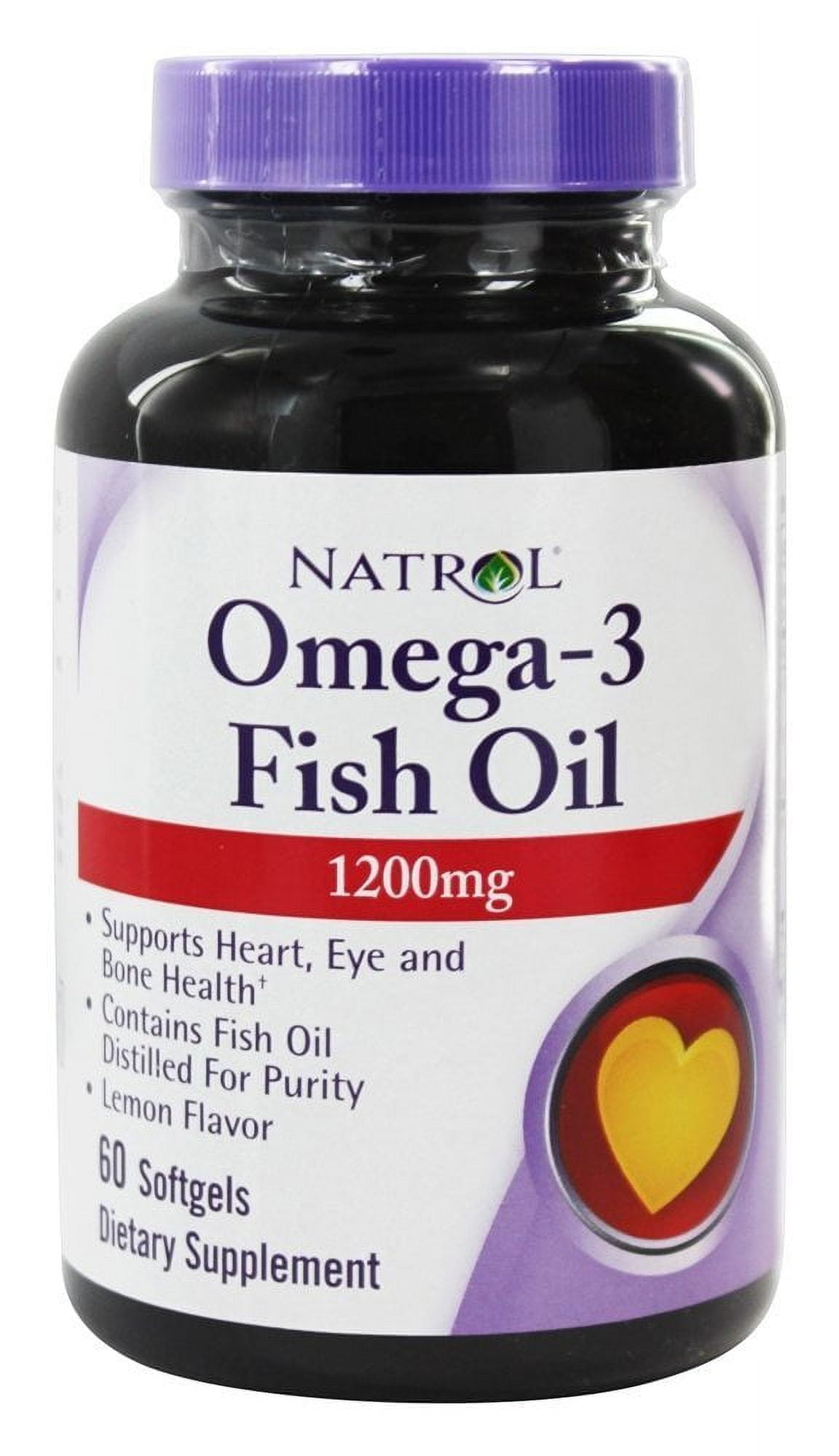 Natrol Heart Health Omega3 Fish Oil, Lemon Flavor 1200mg, 60 Softgels