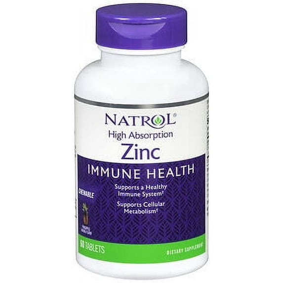 Natrol High Absorption Zinc Chewable Tablets, 60 Ct