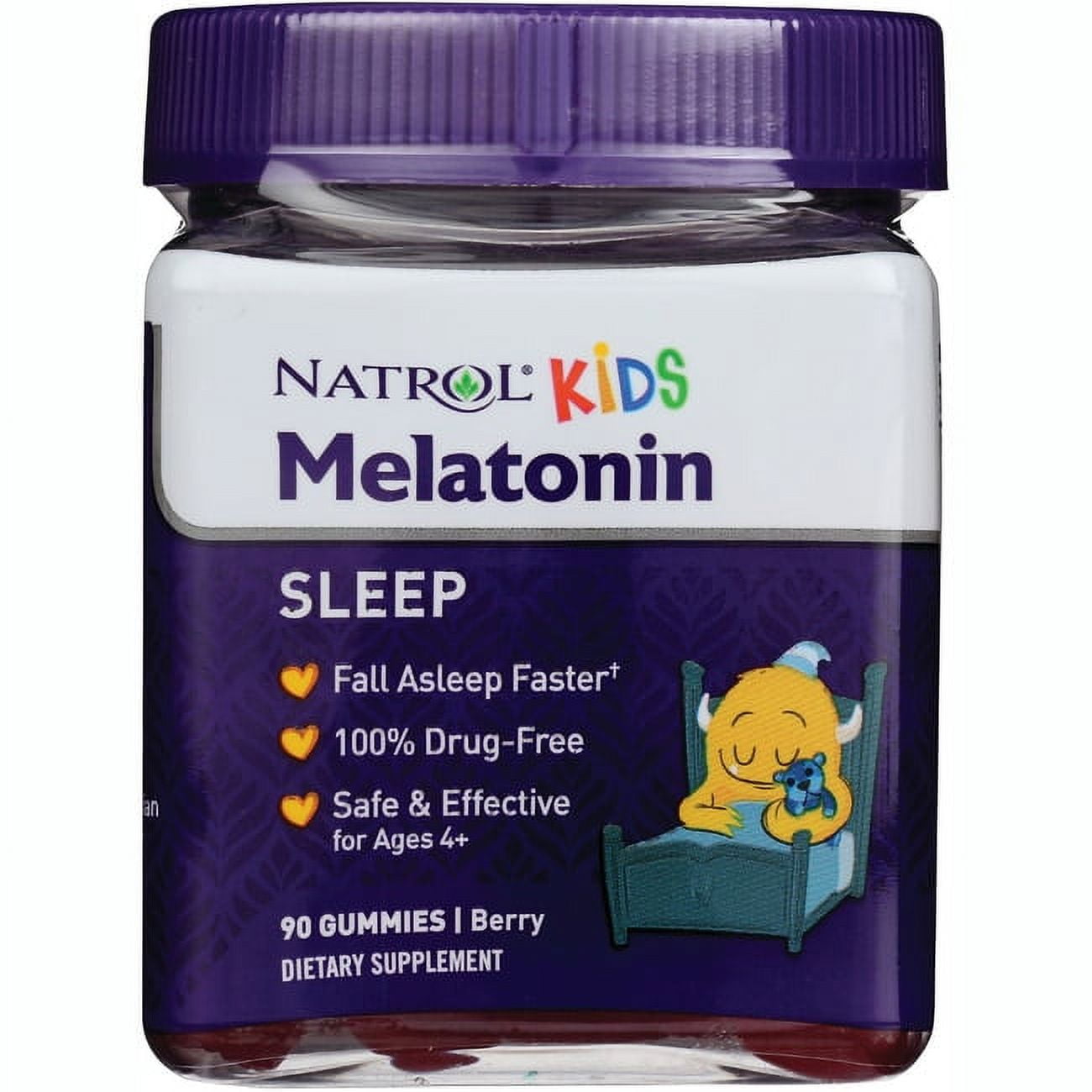 Natrol Kids Melatonin 1mg, Dietary Supplement for Restful Sleep, 90  Berry-Flavored Gummies, 90 Day Supply 
