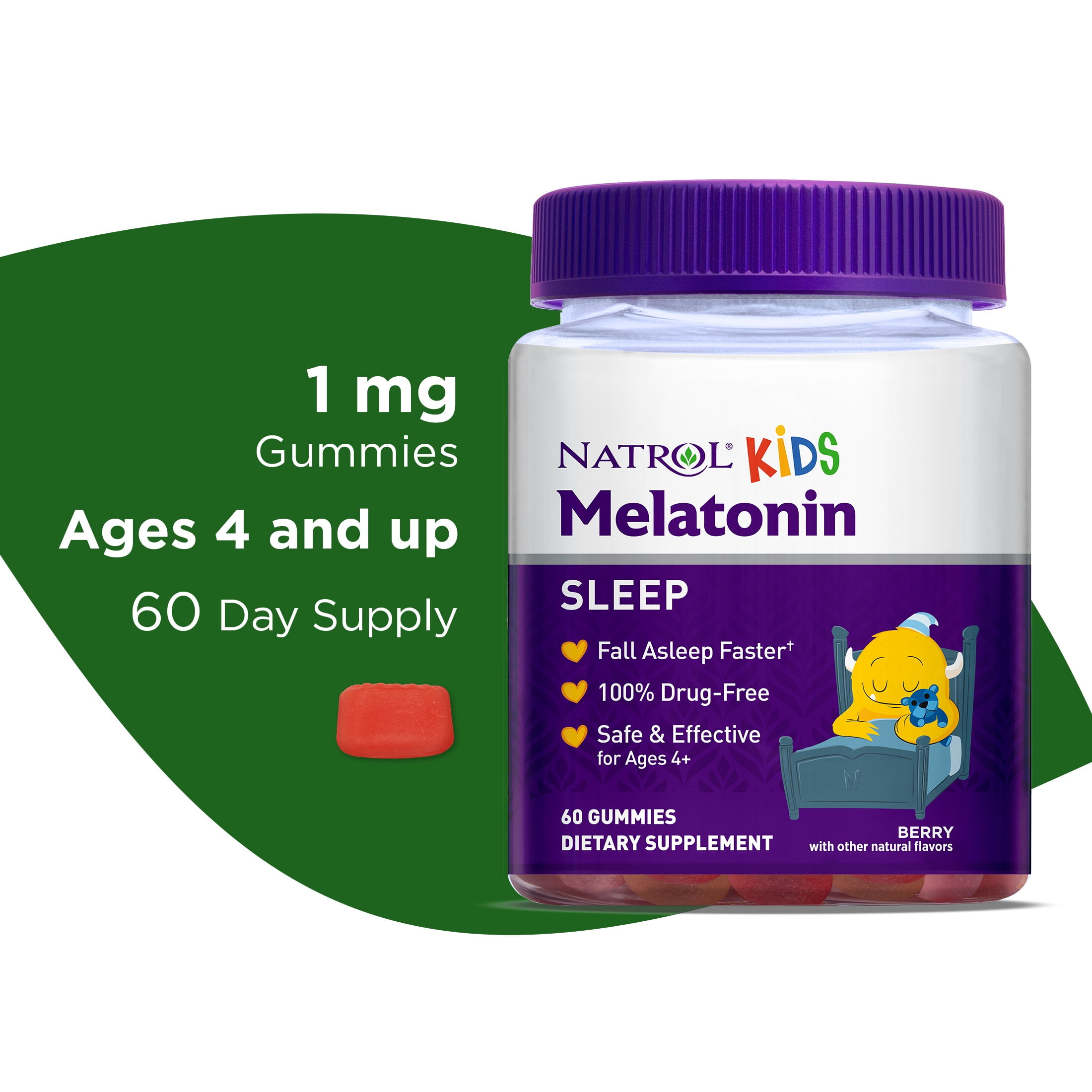 Natrol Kids Melatonin Sleep Aid Gummies, Ages 4 and Up, DrugFree