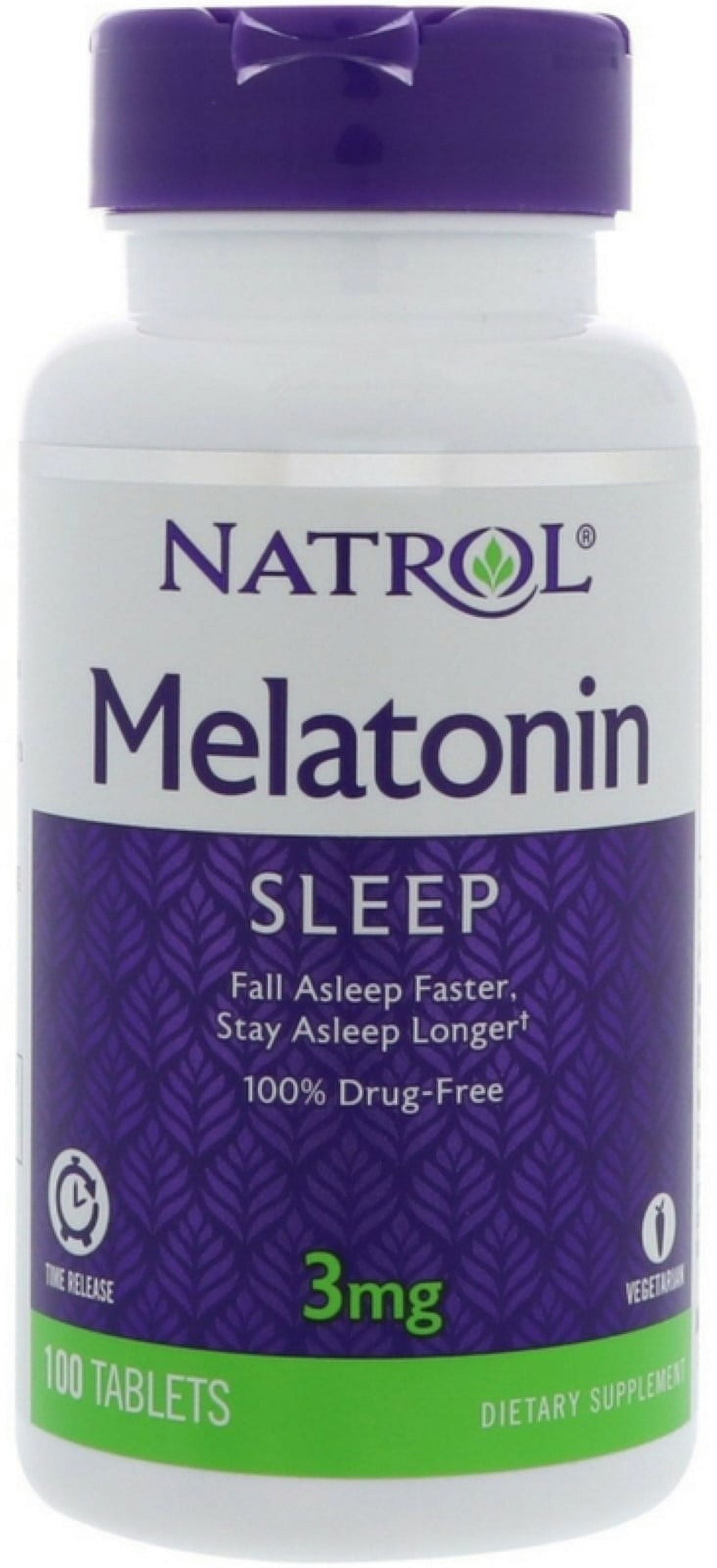Natrol Melatonin 3 mg Sleep Time Release Dietary Supplement Tablets 100 ea (Pack of 2)
