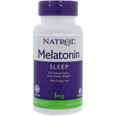 Natrol Melatonin 3 mg Sleep Time Release Dietary Supplement Tablets 100 ea (Pack of 2)