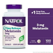 Natrol Melatonin 3 mg Time Release, Dietary Supplement to Minimize Wake Ups, Nighttime Sleep Aid, 100 Tablets, Up to a 100 Day Supply