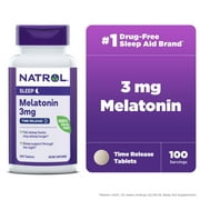Natrol Melatonin 3 mg Time Release, Dietary Supplement to Minimize Wake Ups, Nighttime Sleep Aid, 100 Tablets, Up to a 100 Day Supply