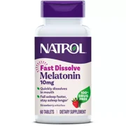 Natro Sleep Melatonin 10mg Fast Dissolve Tablets, Strawberry Flavor, 60 Ct, 3 Pack