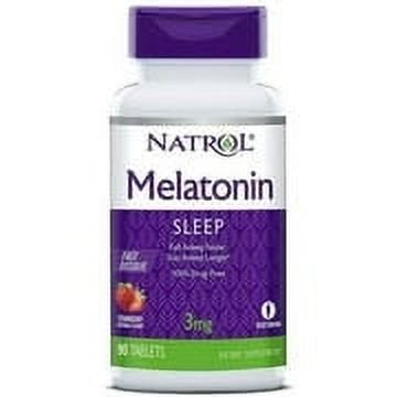 Natrol Melatonin Fast Dissolve Tablets, Strawberry 3 mg 90 ea (Pack of 6)
