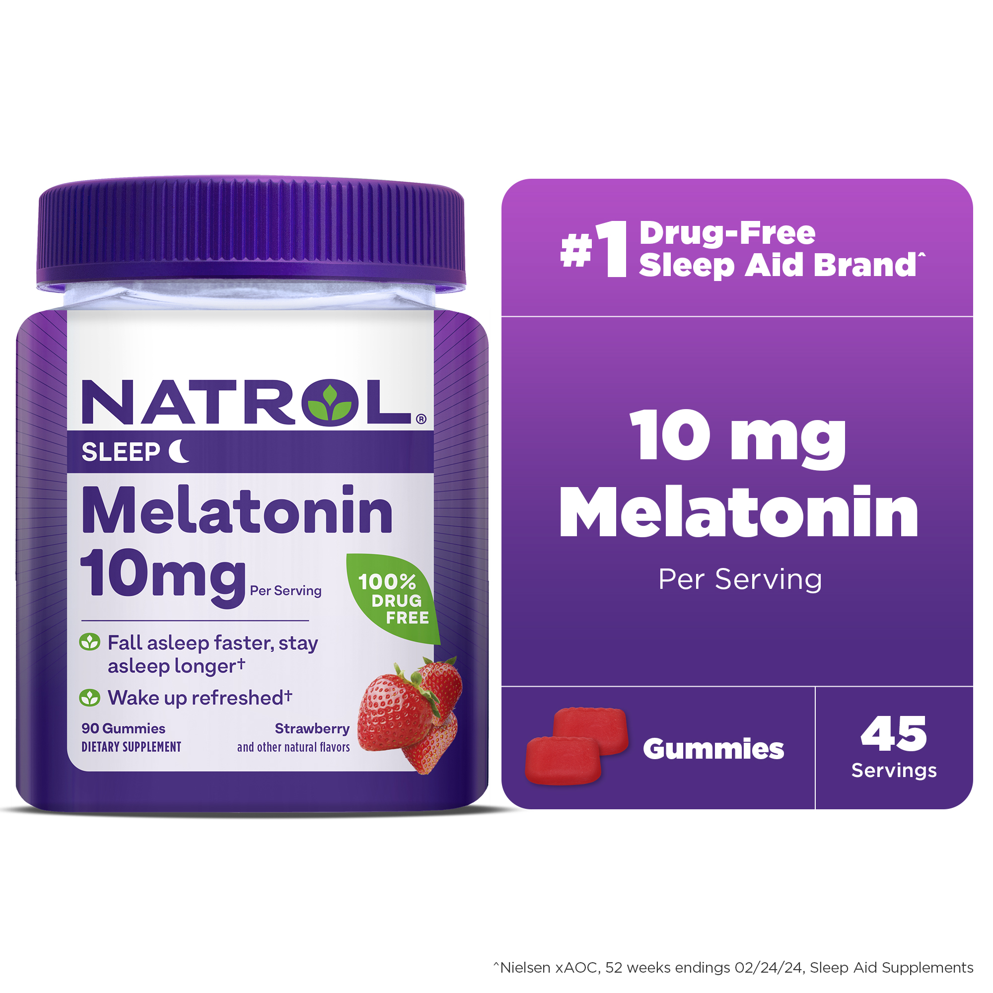 Natrol® Melatonin Gummies, Sleep Support for Adults, Strawberry Flavor, 10mg, 90 Count - image 1 of 11