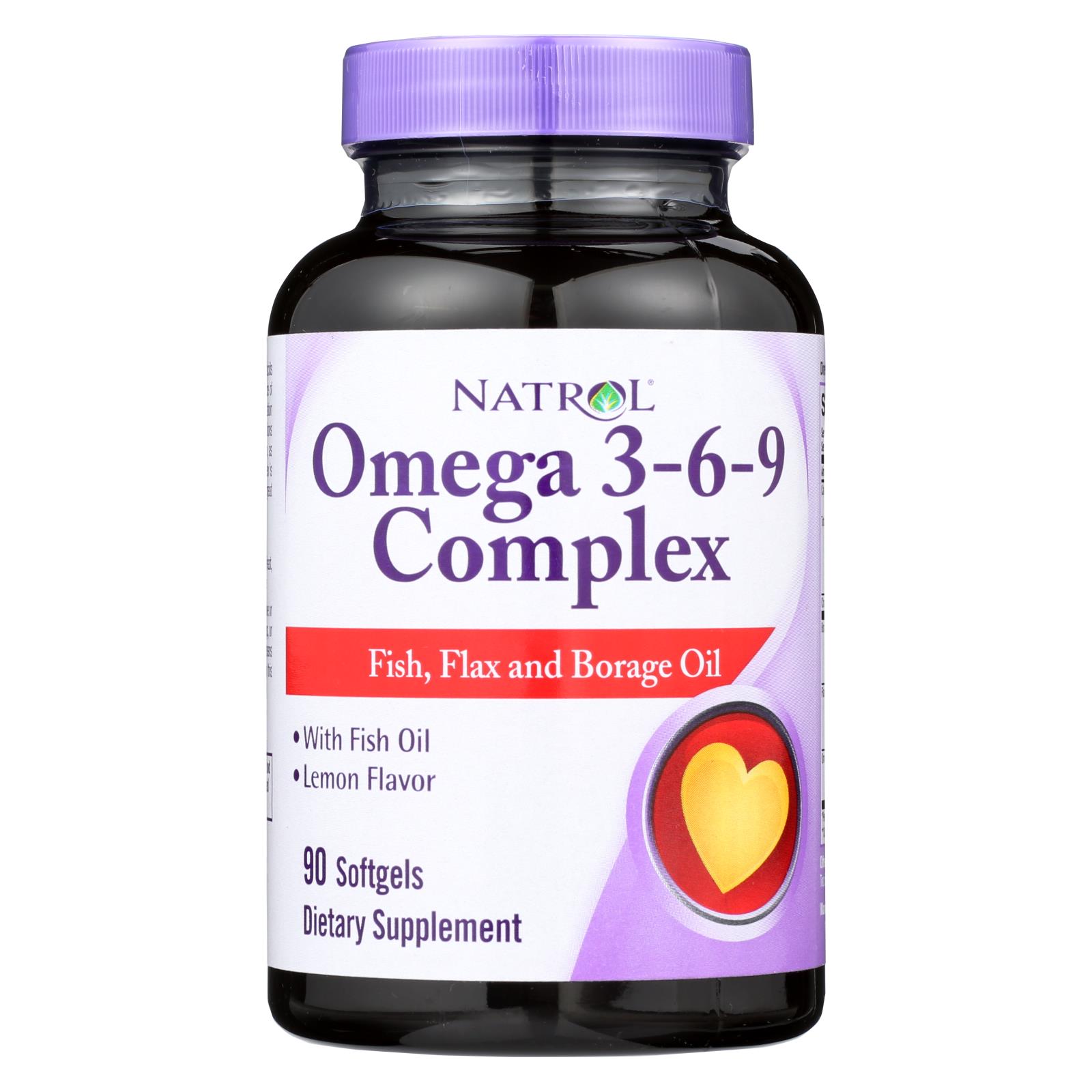 Natrol - Omega 3-6-9 Complex for Heart Health Lemon Flavor 1200 mg. - 90 Softgels - image 1 of 2