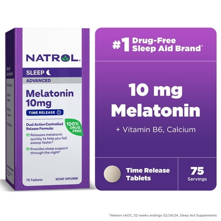 Natrol® Sleep Advanced Melatonin Time Release Tablets, Nighttime Sleep Aid, 10mg, 75 Count