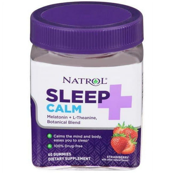 Natrol Sleep Calm Melatonin + L-Theanine, Botanical Blend, 60 gummies