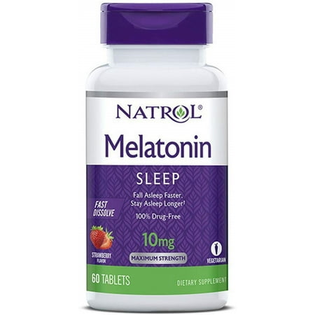 Natrol Sleep Fast Dissolve Melatonin Tablets 10mg, Strawberry Natural Flavor 60 ea (Pack of 2)