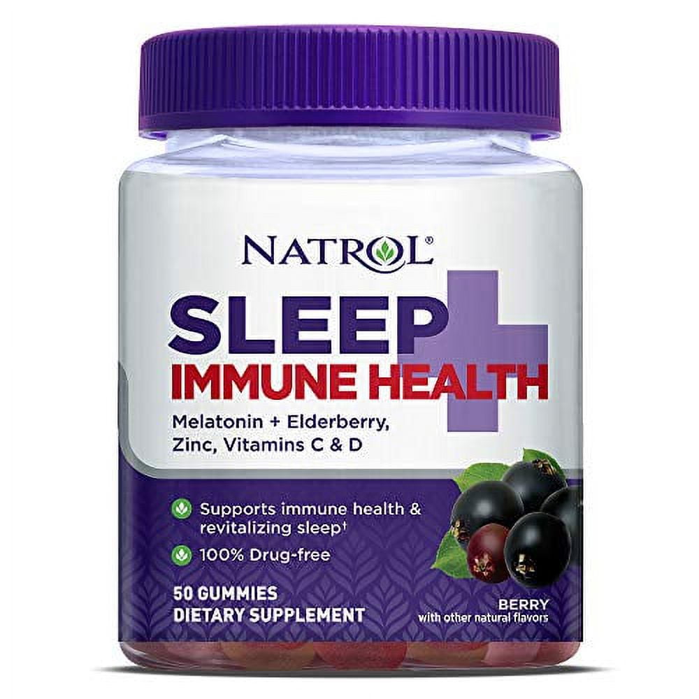 Natrol Sleep+ Immune Health, Melatonin and Elderberry, Zinc, Vitamin C